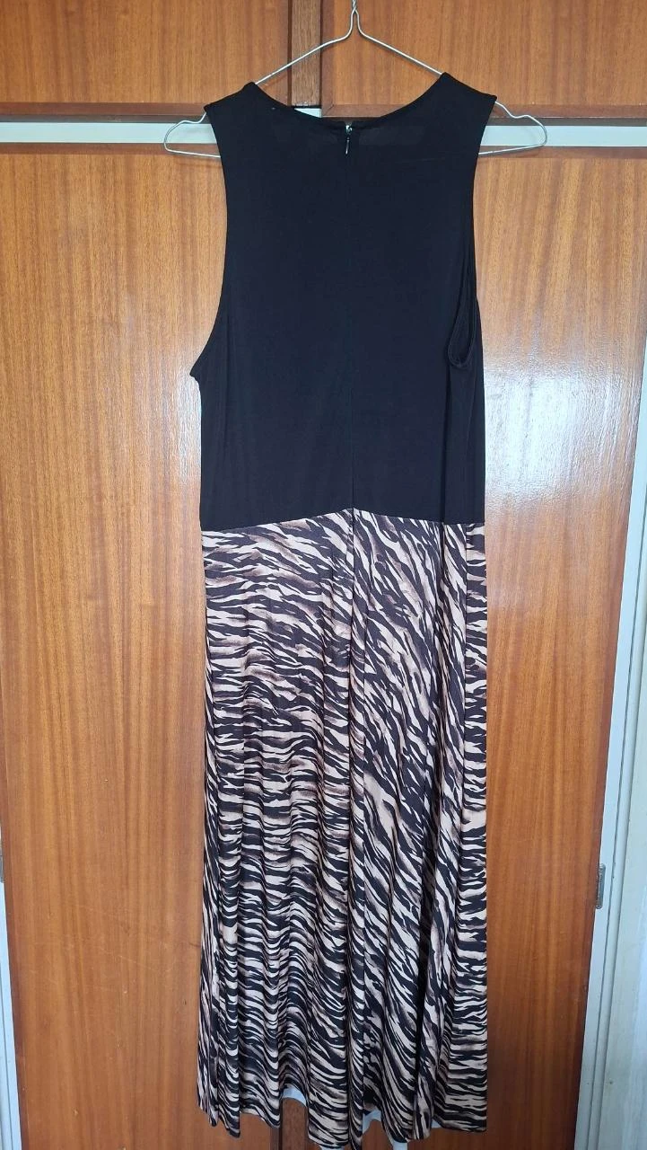 Anna Field midi dress – black with animal print – size L – photo 3